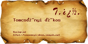 Tomcsányi Ákos névjegykártya